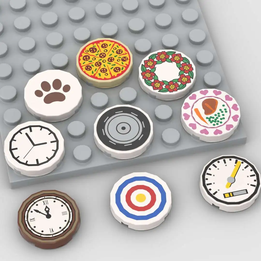 10PCS MOC Building Blocks 14769 4150 2x2 Round Light Panel Printed Parts WEDO Eye Wreath, Exhaust Vent, Clock, Target DIY Toys