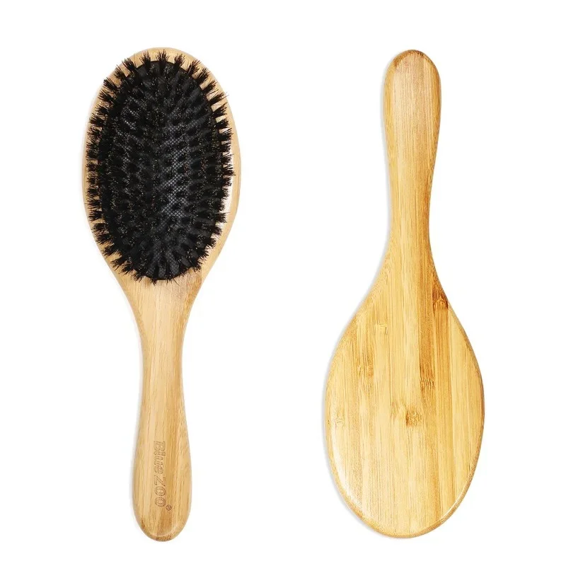 

Natural Boar Bristle Hairbrush Massage Comb Anti-static Hair Scalp Paddle Brush Beech Wooden Handle Hair Brush Comb Styling Tool