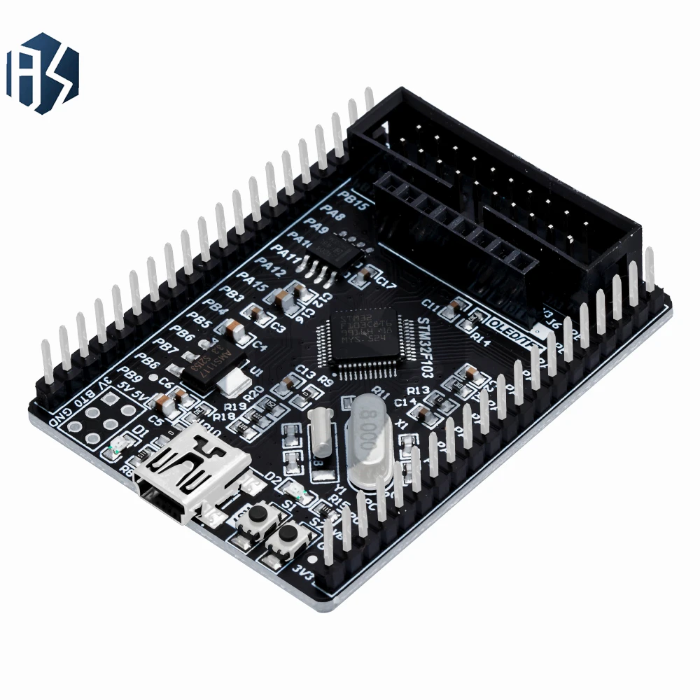 ‌ Placa de evaluación STM32F103C8T6 Cortex-M3 – MCU ARM de 72 MHz con flash de 64 KB, USB 2.0, CAN y control de motor PWM |   Enlace ST integrado