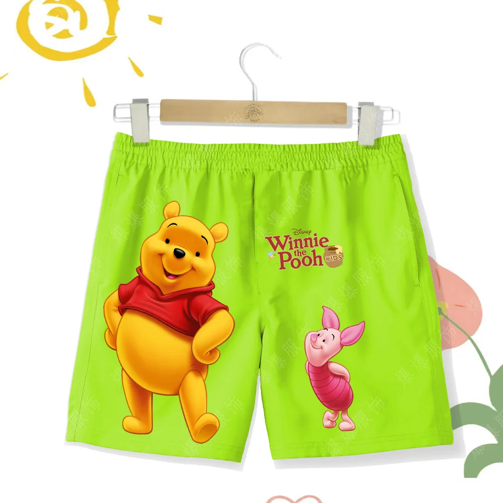 Children's Cartoon Retro Clothing Summer Printed Winnie Pooh Beach Shorts Casual Boys Kid Swimming Pants Cool, and Quick Drying