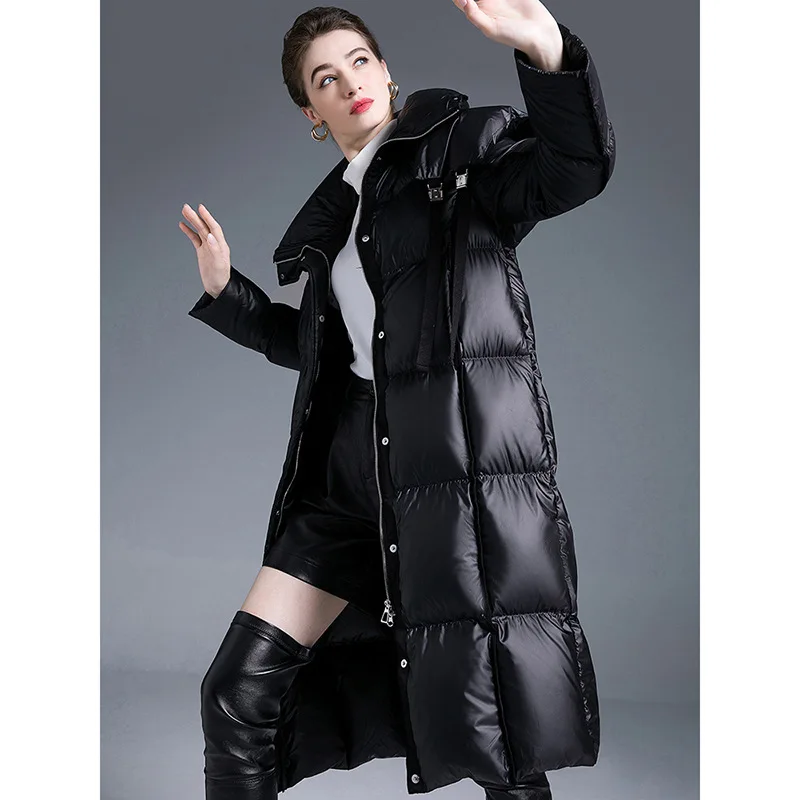 Inverno novo 90% pato branco para baixo jaqueta para mulheres mais grosso quente solto moda casaco puffer jaqueta com capuz casaco à prova de vento