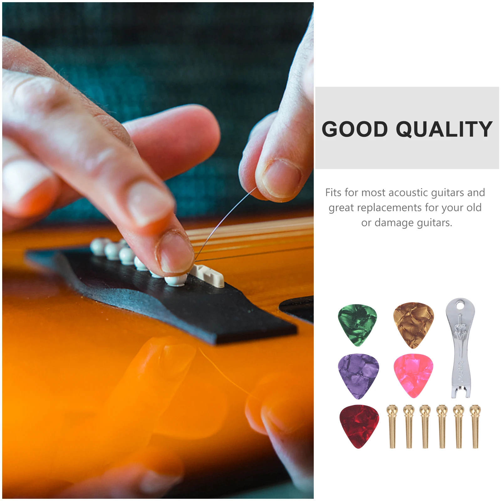 

1 set Guitar Bridge Pin Puller Tool ABS Alloy Durable Oxidation Resistant Repair Supplies Replacement Parts Acoustic Guitar