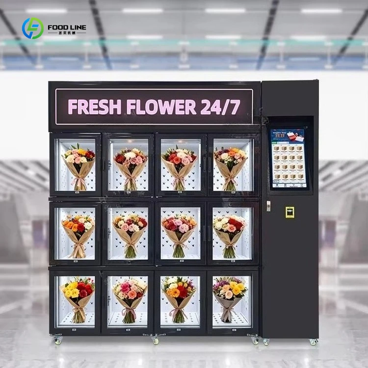 Customized Original Design 12 Items Touch-operated Flower Locker Vending Machine Adjustment Flower Bouquet Vending Machine