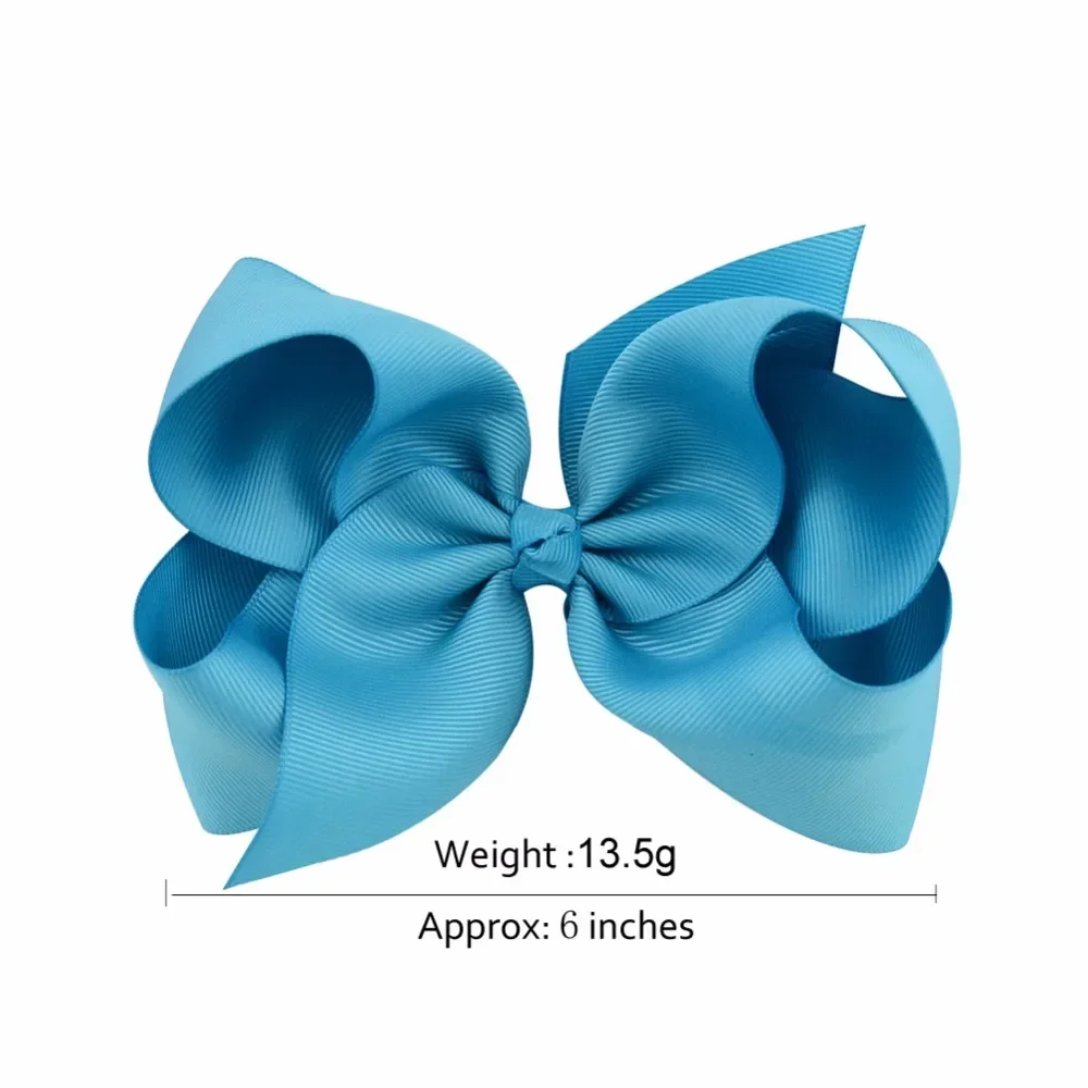 Big Solid Ribbon Bows Clips para meninas, grampos de cabelo fofos para crianças, grandes hairclips boutique, acessórios para cabelo, 40 cores, 6 polegadas, 1pc