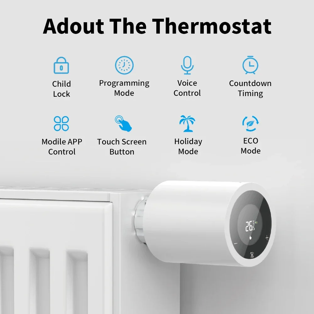 eWeLink App ZigBee Thermostat Radiator Actuator Smart Home Programmable Smart Thermostatic Radiator Valve for Alexa Google Alice