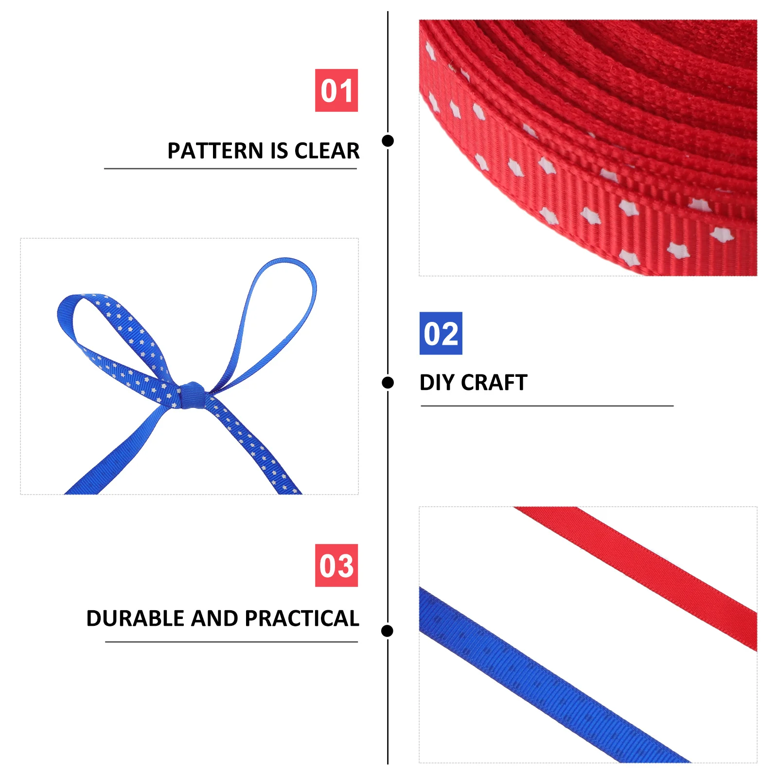 

4pcs 4 Rolls Star Decorative Ribbon Premium Polyester Diy Craft Independence Day Gift Wrapping Bowknot Party Favor Accessory