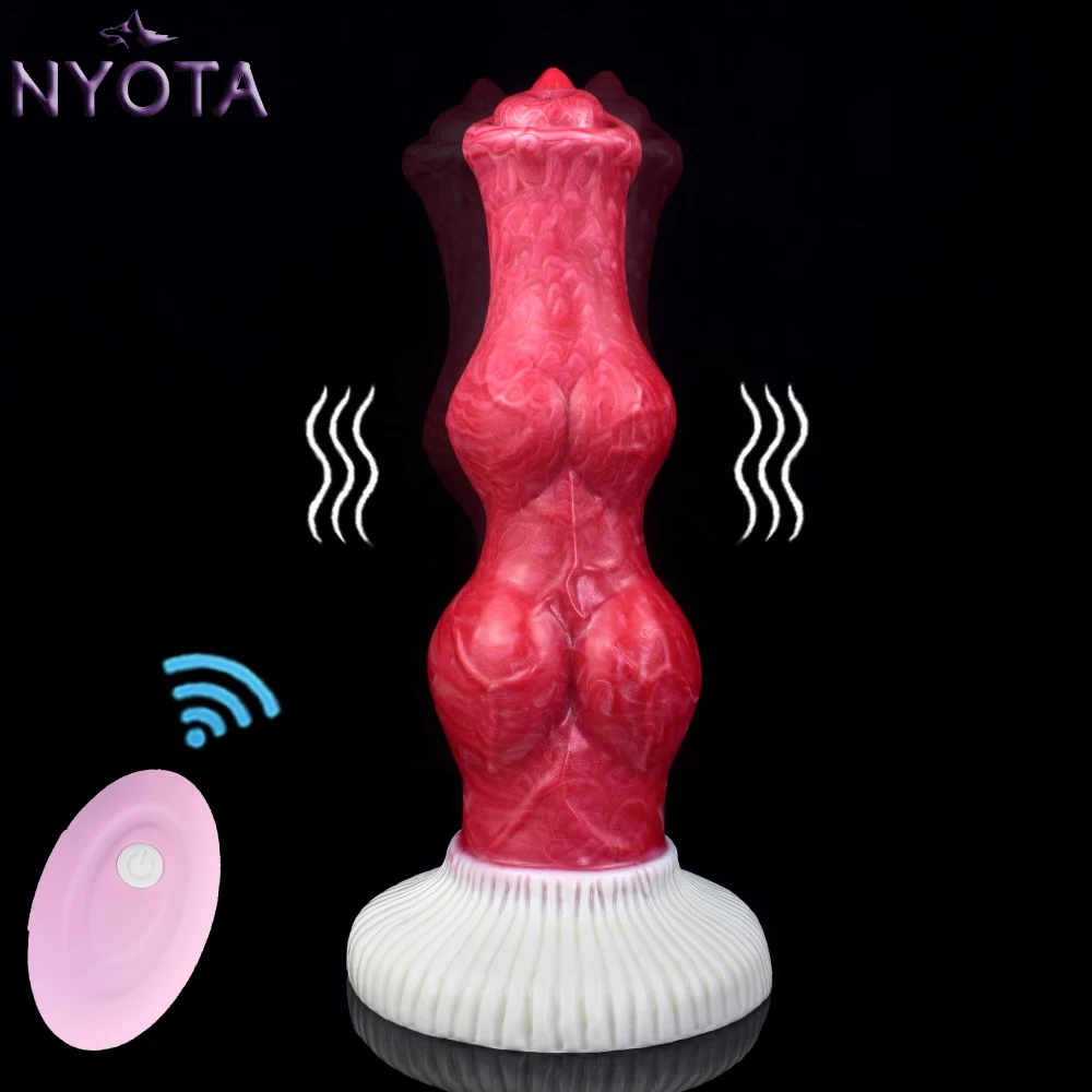 

NYOTA Remote Control Vibrator Dog Realistic Dildo With Sucker Soft Silicone Knot Penis Dick Masturbator Sex Toys For Women Men