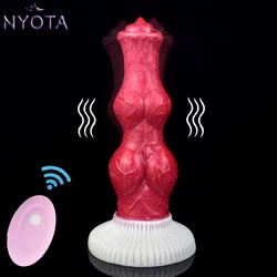 NYOTA Remote Control Vibrator Dog Realistic Dildo With Sucker Soft Silicone Knot Penis Dick Masturbator Sex Toys For Women Men