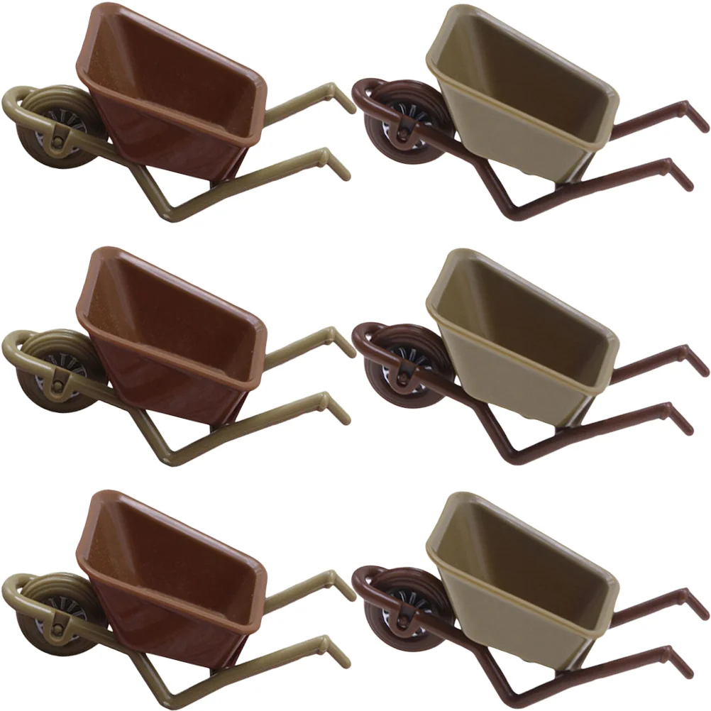 

6 Pcs Mini Plastic Cart Garden Decor Miniature Wheelbarrow Model Accessories House Micro Landscape Decoration