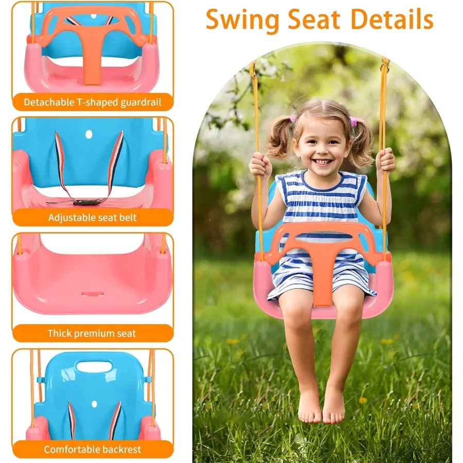 Juego de columpio 4 en 1 para niños pequeños y jersey para bebé, columpio resistente con soporte de Metal plegable para interior y exterior, fácil instalación
