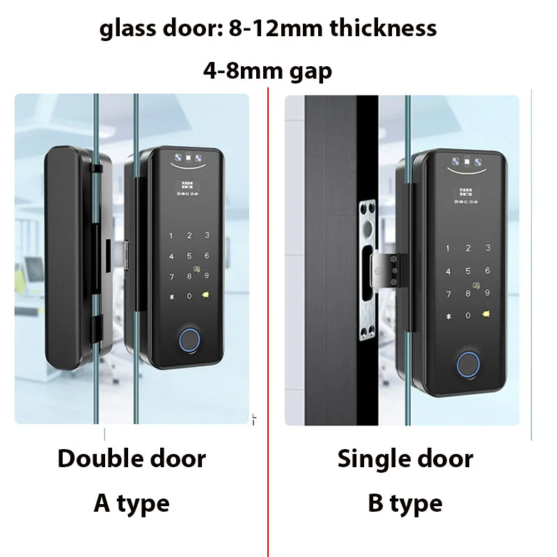 Sliding Glass Door 3D Face Cerradura inteligente Fingerprint Electronic Lock Drill Free Glass Digital Lock