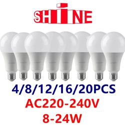 4/8/12/16/20 piezas bombilla LED AC220V B22 E27 alto lúmenes sin estroboscópico 3000K/4000K/6000K luz para iluminación del hogar y otros interiores