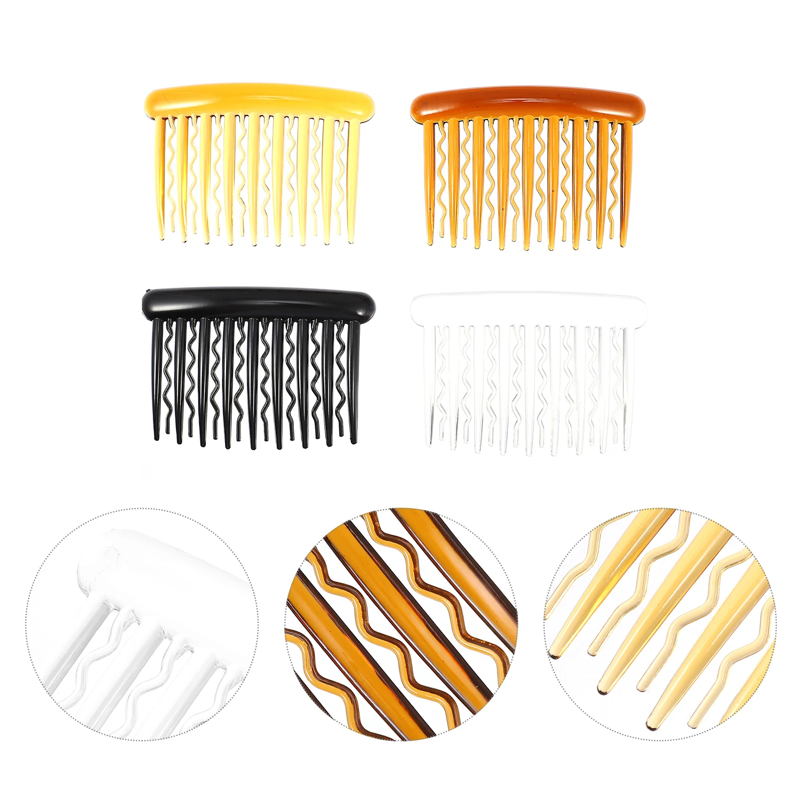 12 Pcs Wave Tooth Side Hair Comb Barrettes Decorative Clips Combs Detangling Durable Insert Miss