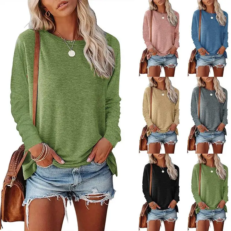 

Women's Long Sve Printed T-irts Comfortable Loose Fit Polyester Casual Commute Sle Faion Ladies' Tops Spring 2024