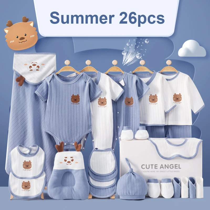 

Summer 22/26 Pieces/0-3Months Newborn Baby Clothing 100% Cotton Kids Clothes Suit Unisex Infant Boys Girls Rabbit Clothing Set