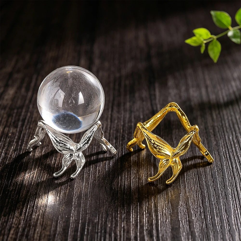

D9 Metal Butterfly Crystal Ball Holder Figurines Magic Sphere Stone Base Globe Display Stand Divination Balls Photography Decor