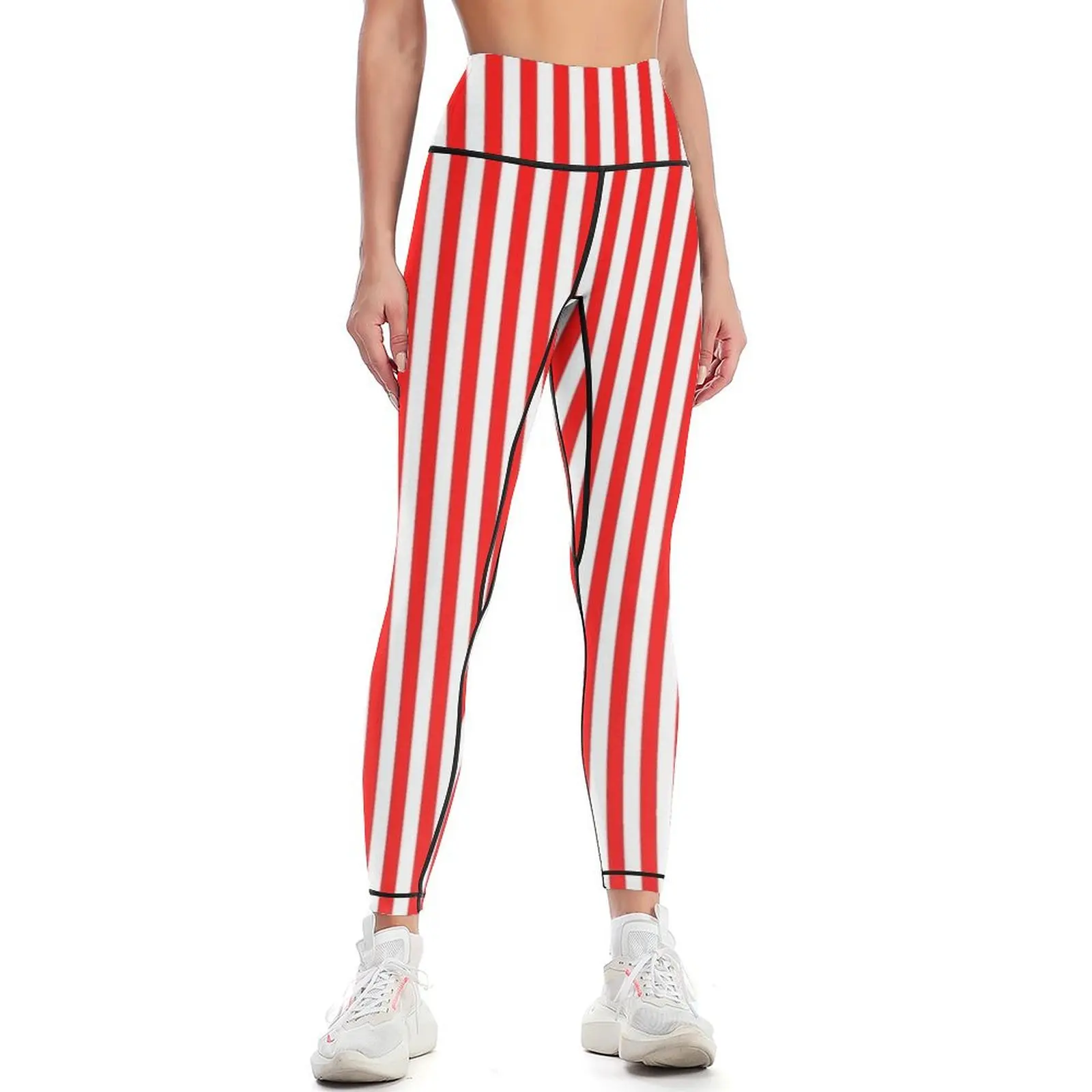 

Red and White Striped Slimming Dress Leggings Golf wear Leginsy push up Legging sport Womens Leggings