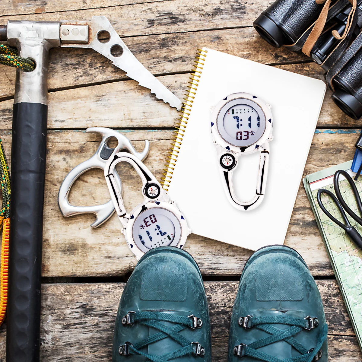 

Carabiner Watch Multifunctional Waterproof Shockproof Glowing Night Display Backpack Hanging Tool For Outdoor Sports