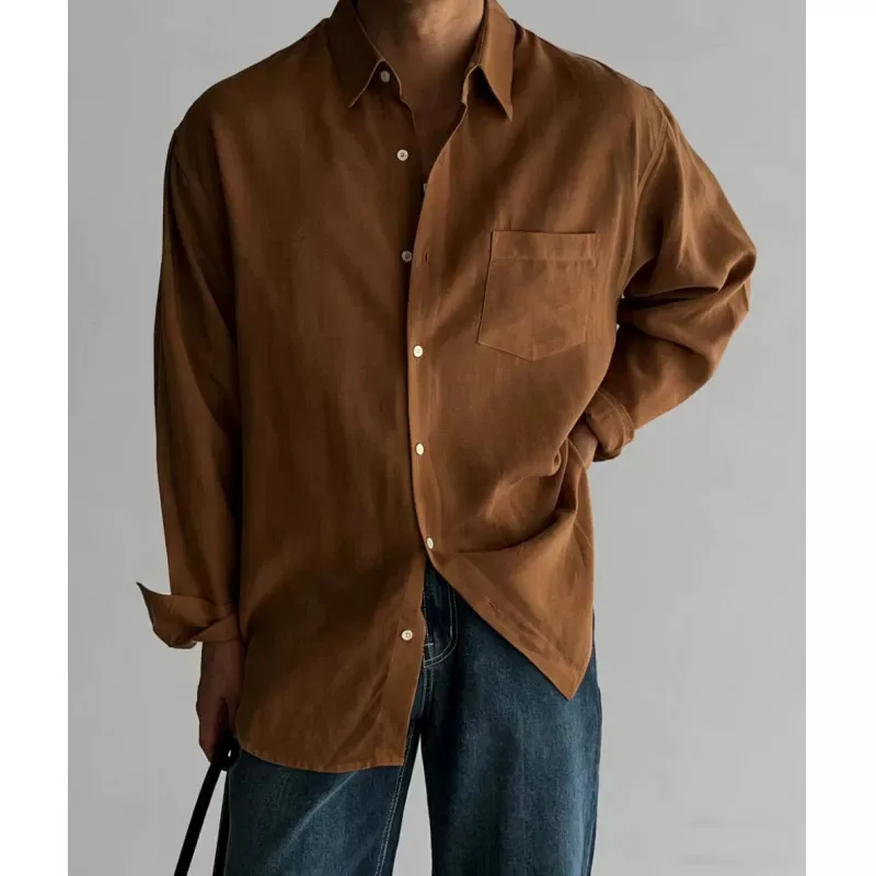 Men's Cotton Linen Shirt Retro Loose Fit Long Sleeve Cargo Shirts for Men Breathable Lightweight Casual Button Up Top