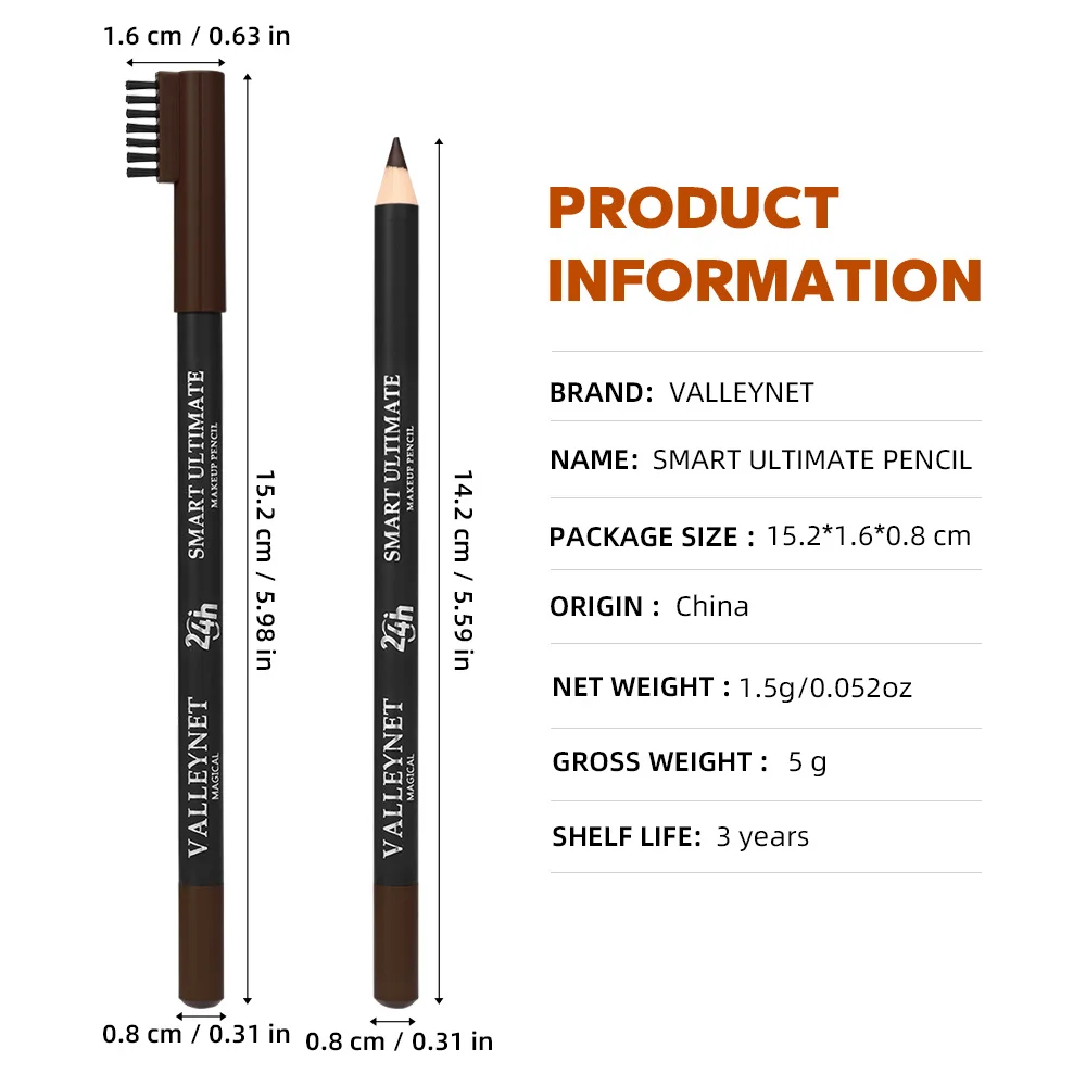 3 ألوان قلم الحواجب المقاوم للماء مع فرشاة نغمات بنية طبيعية مقاوم للماء قلم الحواجب الطبيعي قلم الحواجب طويل الأمد