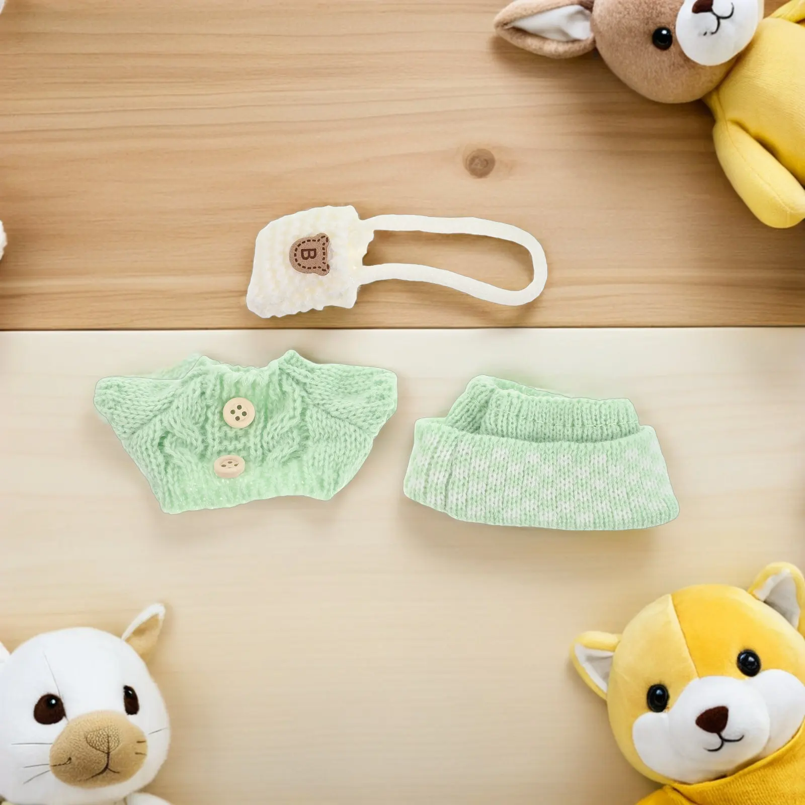 

1Set Outfit Set Knitted Sweater Hat Mini Bag for 17Cm Bear Clothes Winter Coat Soft Touch Guinea Pig Accessories Birthday
