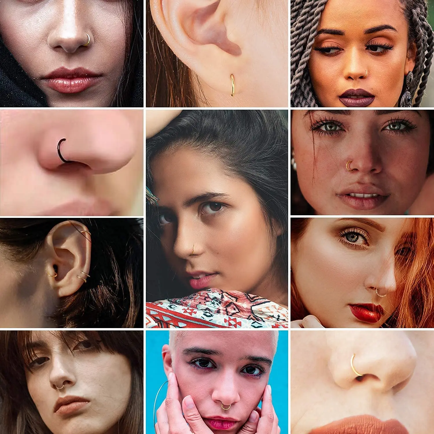 Drperfect G23 Titanium Nose Ring Hoops setto Click Ring per Helix Tragus cartilagine orecchini Piercing gioielli per donna uomo