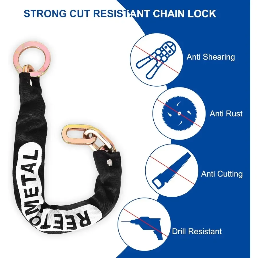 سلسلة أمان شديدة التحمل 2FT x 3 8 سلسلة قفل سميكة من الفولاذ المقوى ومضادة للسرقة للدراجات النارية والدراجات ATVs المقطورات Fen