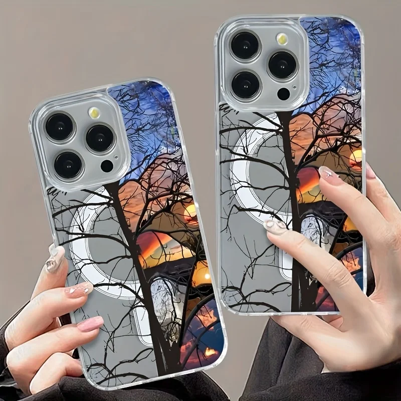 

Creative Landscape Patterns Magnetic Magsafe Transparent Phone Case For iPhone 17 16 15 14 13 12 11 Pro Max 16 Pro Cover Fundas