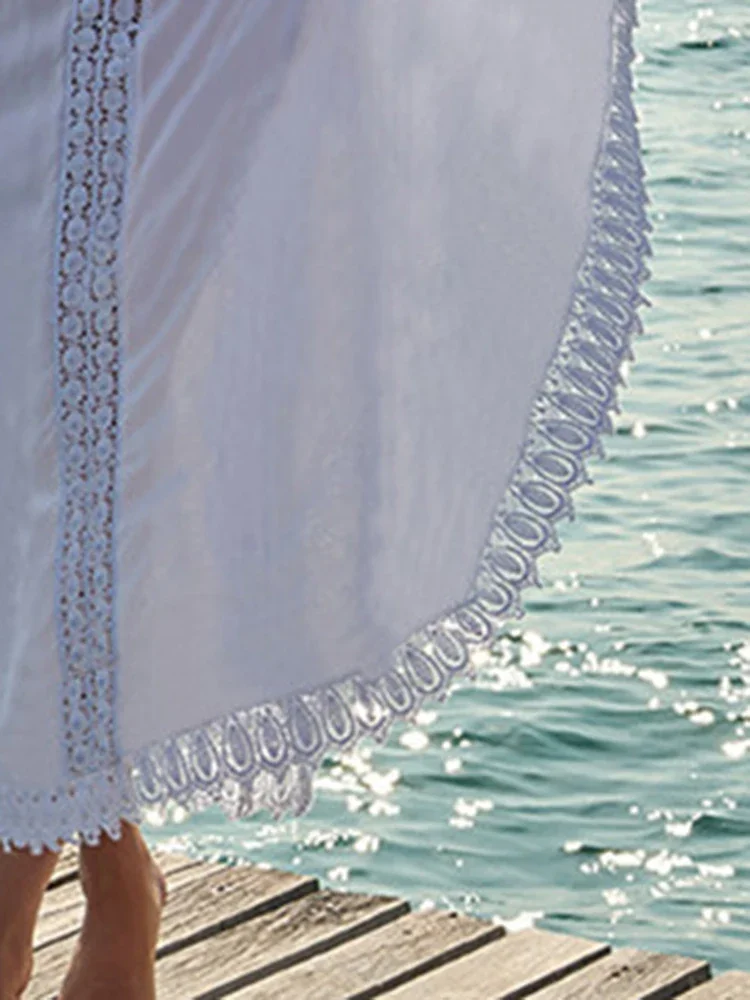 2025 nuovo bikini con scollo a V copricostume da spiaggia da donna vedere attraverso scava fuori solido moda estiva femminile classico beachwear