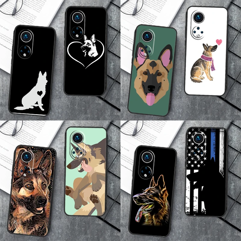 Cartoon German Shepherd Dog For Huawei P40 P20 P30 P60 Pro Nova 5T 9 P Smart Honor Magic5 Lite 50 70 90 X8 X8a X9a Case