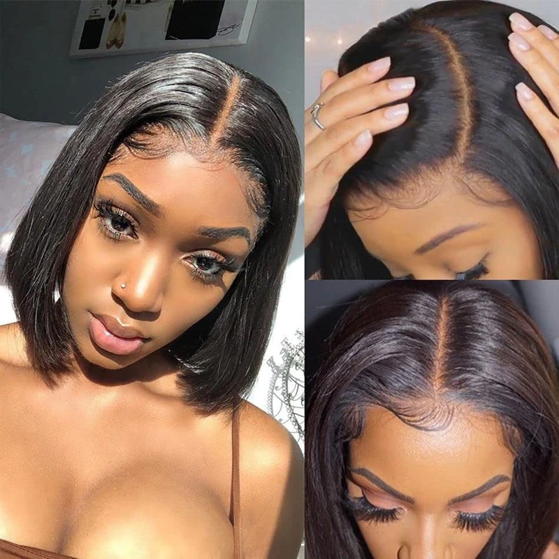 13x4 Short Bob Wig 4x4 Lace Closure Bob Wig Human Hair Wigs Brazilian Remy Short Straight Lace Front Wig For Women 8-16 Inch