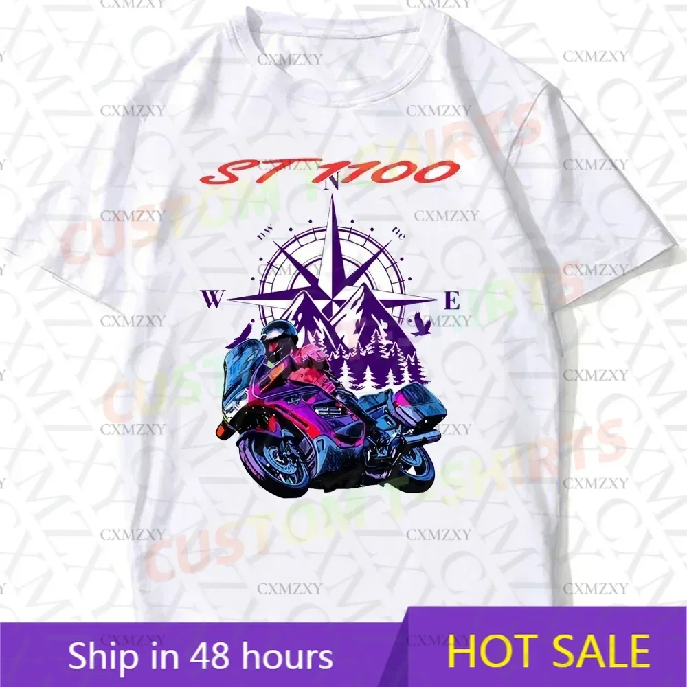 

Hon ST1100 Mountains GS Adventure Motorcycle Rider T-Shirt Summer Men Short Sleeve Hip Hop White Casual Tshirt Boy Riding Tees