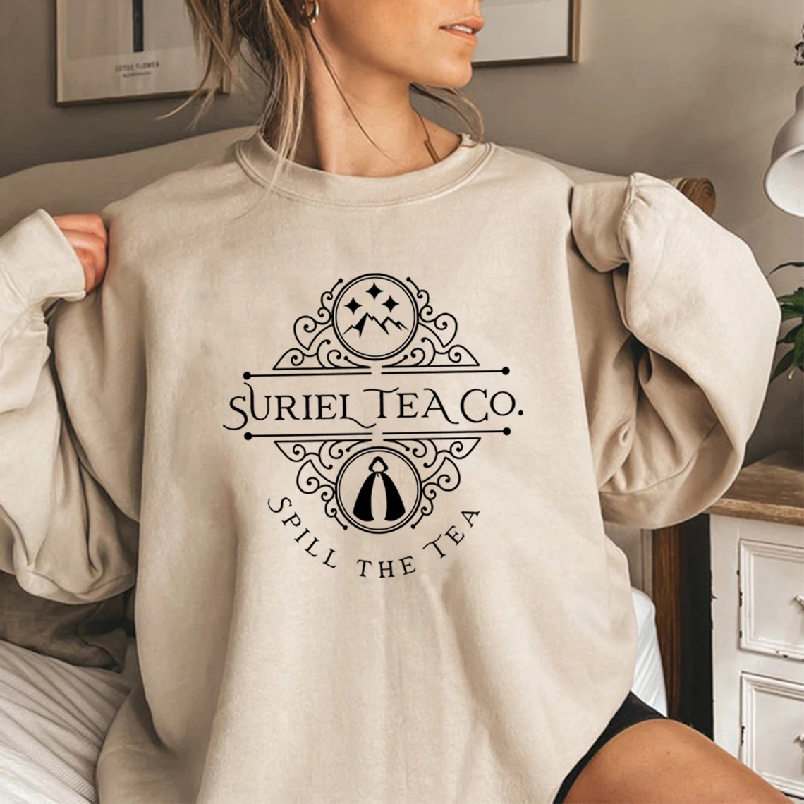 

Suriel Tea Co Sweathirt ACOTAR Sweatshirts Bookish Pullovers Women Graphic Hoodies Long Sleeve Pullover Woman Streetwear Tops