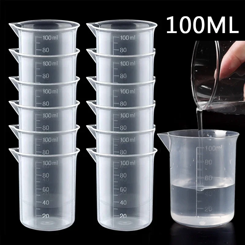 1/5PCS Transparent Plastic Measuring Cup with Graduated 100ML Kitchen Lab Measuring Tool Home DIY Craft Mixing Measuring Cup