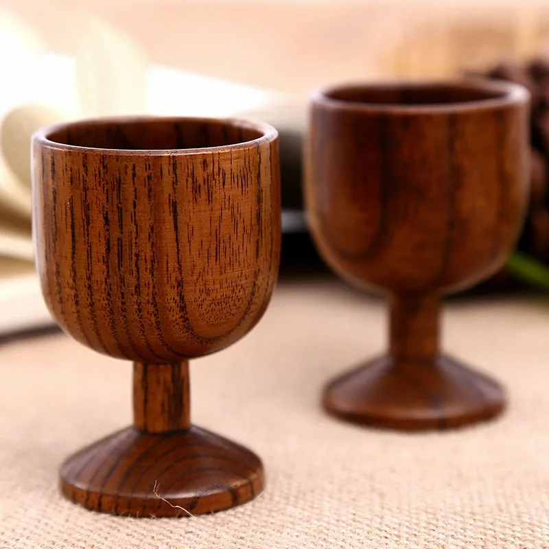 Wooden Wine Cups Handmade Natural Spruce Wood Goblet Cups Beer Tea Coffee Milk Water Cup Kitchen Bar Drinkware For Kitchen