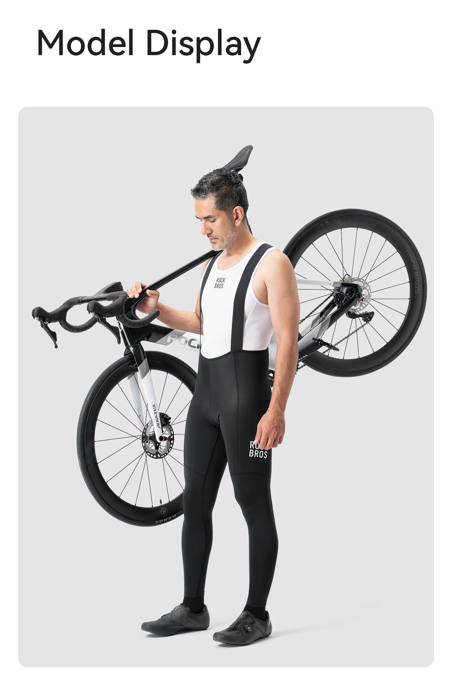 ROCKBROS Fahrrad-Latzhose, hochelastisch, bequem, Herren-Fahrradhose, Outdoor, schnelltrocknend, atmungsaktiv, reflektierende Latzhose – Detail 10