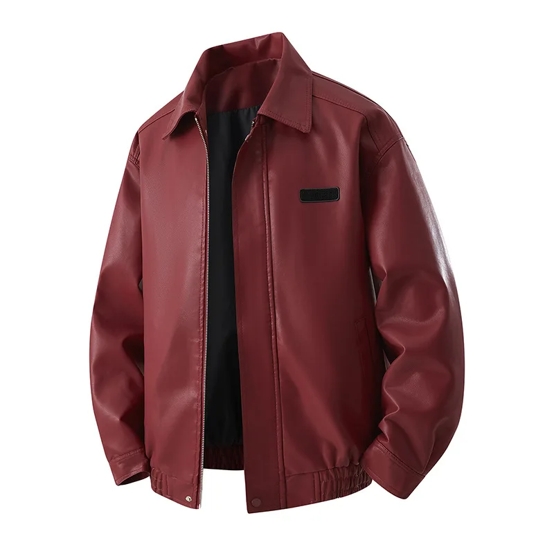 

PU Leather Jacket for Men, Trendy and Cool American Retro Style Coat, Lapel Motorcycle Jacket