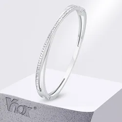 Vnox Trendy Crossed Cubic Zirconia Stones Bangles,Elegant Women Girls Stainless Steel Layered Cuff Bracelets, Never Fade Jewelry