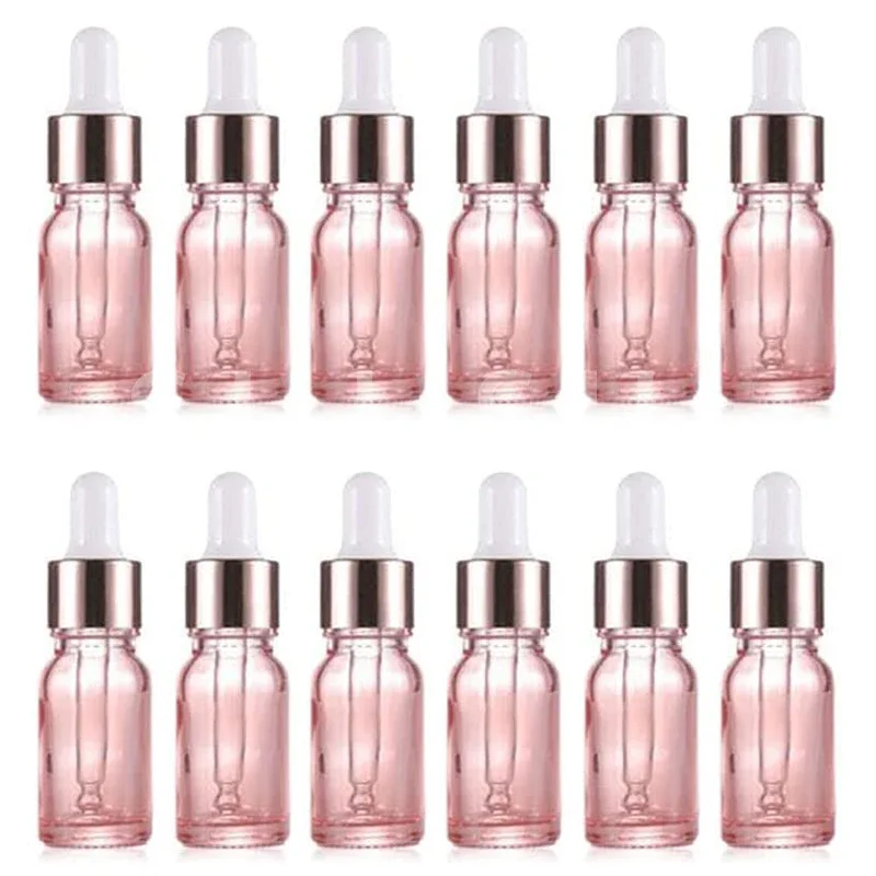 

20 Pcs 10ml Thick Glass Dropper Bottles Rose Gold Essential Oil Aromatherapy Bottles, Reagent Pipettes Cosmetic Containers