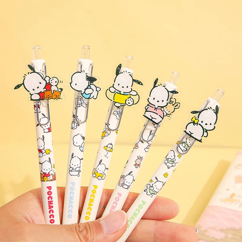 6pcs/36pcs New Sanrio Pochacco Printed Patch Neutral Pen Black Press Neutral Pen Student Writing Stationery Supplies