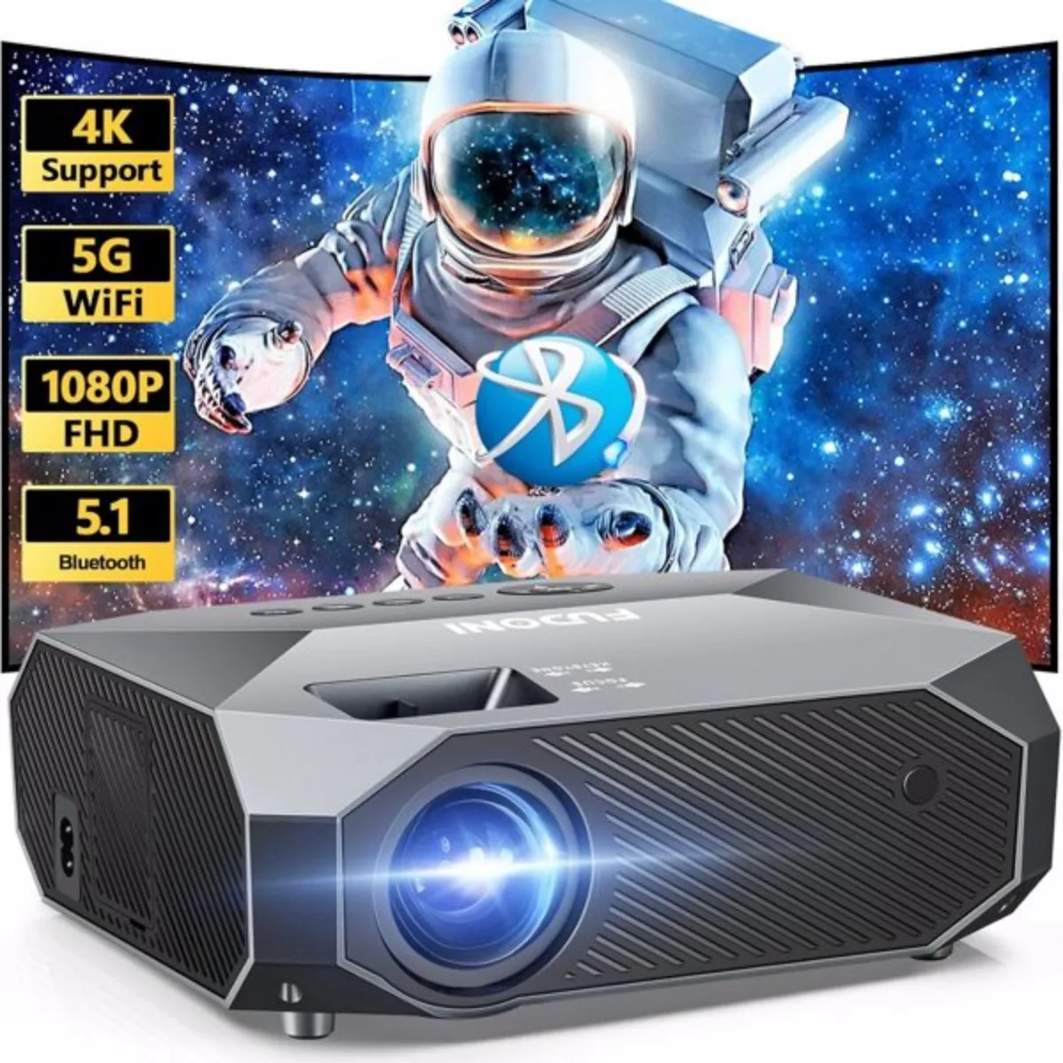 

Projector with 5G WiFi Bluetoot 1080P Portable Outdoor Video Projector 4K Supported Home Theater Movie Projector for Phone/PC/TV