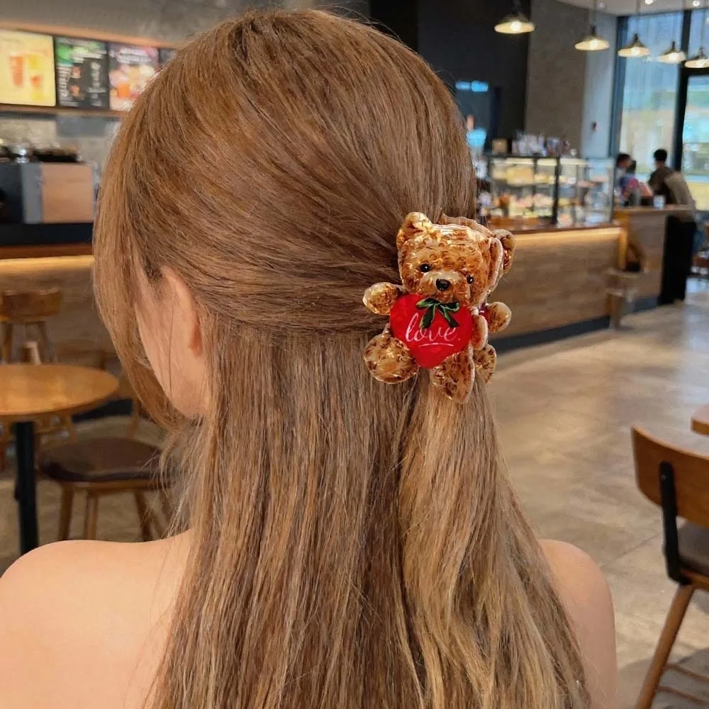 

Ponytail Holder PVC Cute Bear Hair Claw Hedgehog Peacock Cartoon Animal Shark Clip Squirrel Swan Acrylic Hair Claw Girls