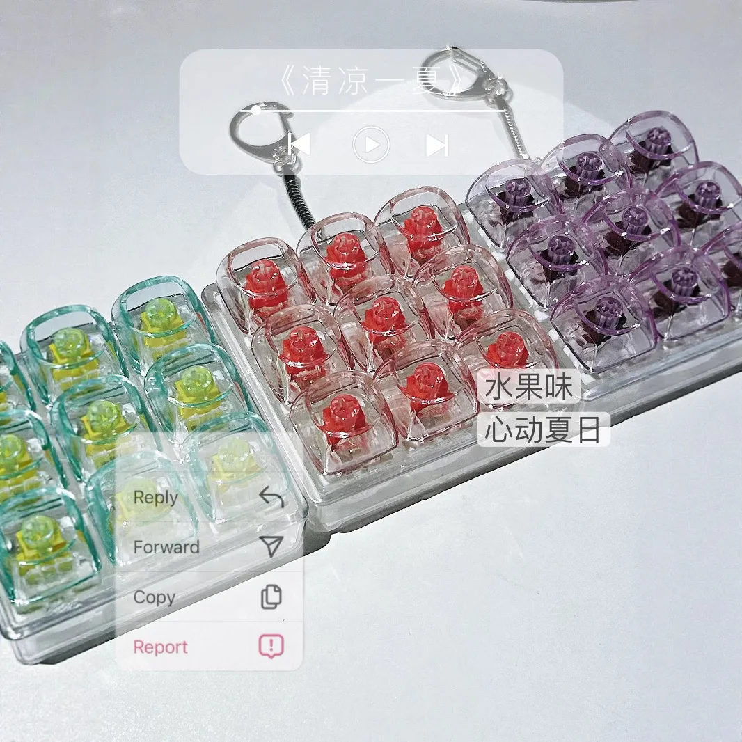 夏透明 9 キー指先ストレスリリーフおもちゃ楽しい指クリッカーおもちゃ ECD メカニカルキーボードテスターそわそわキーホルダーチャーム