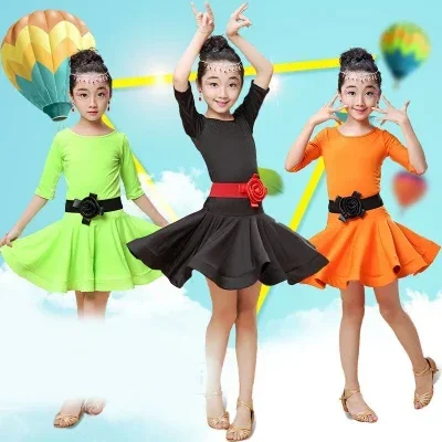 

Children's Latin dance skirt summer girl new style Latin clothing grading competition clothing girls practice dance costumes