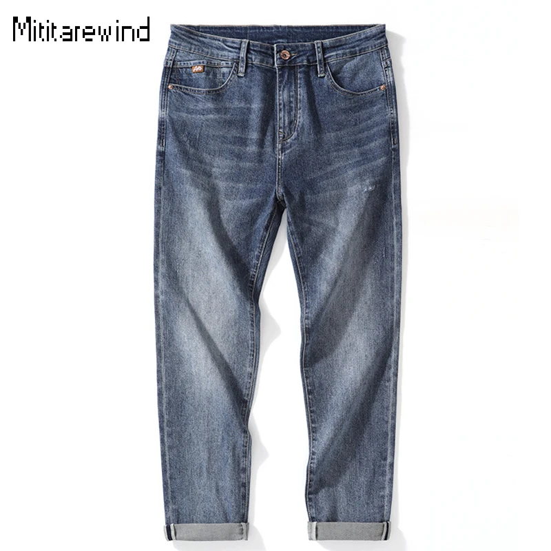 

Classic Simple Men Jeans Spring Autumn Daily Wash Causal Denim Pants Cotton Micro Stretch Full Length Straight Jeans Versatile