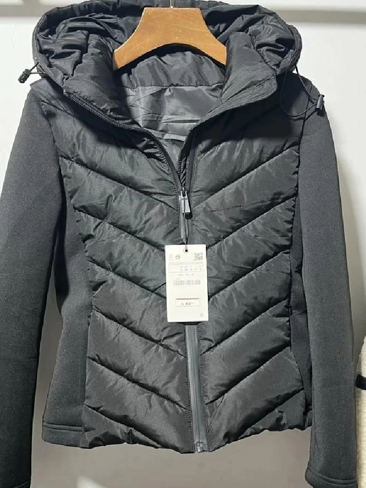 Frühling Herbst Neue frauen High-End-Fit Kragen Mit Kapuze Patchwork Baumwolle Jaet Zipper Verschluss Lange Sve ort Länge farbe