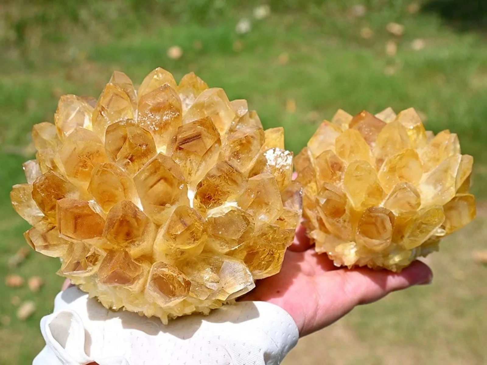 Yellow Phantom Quartz Crystal Cluster, Mineral, Spiritual Energy, Repair Cluster