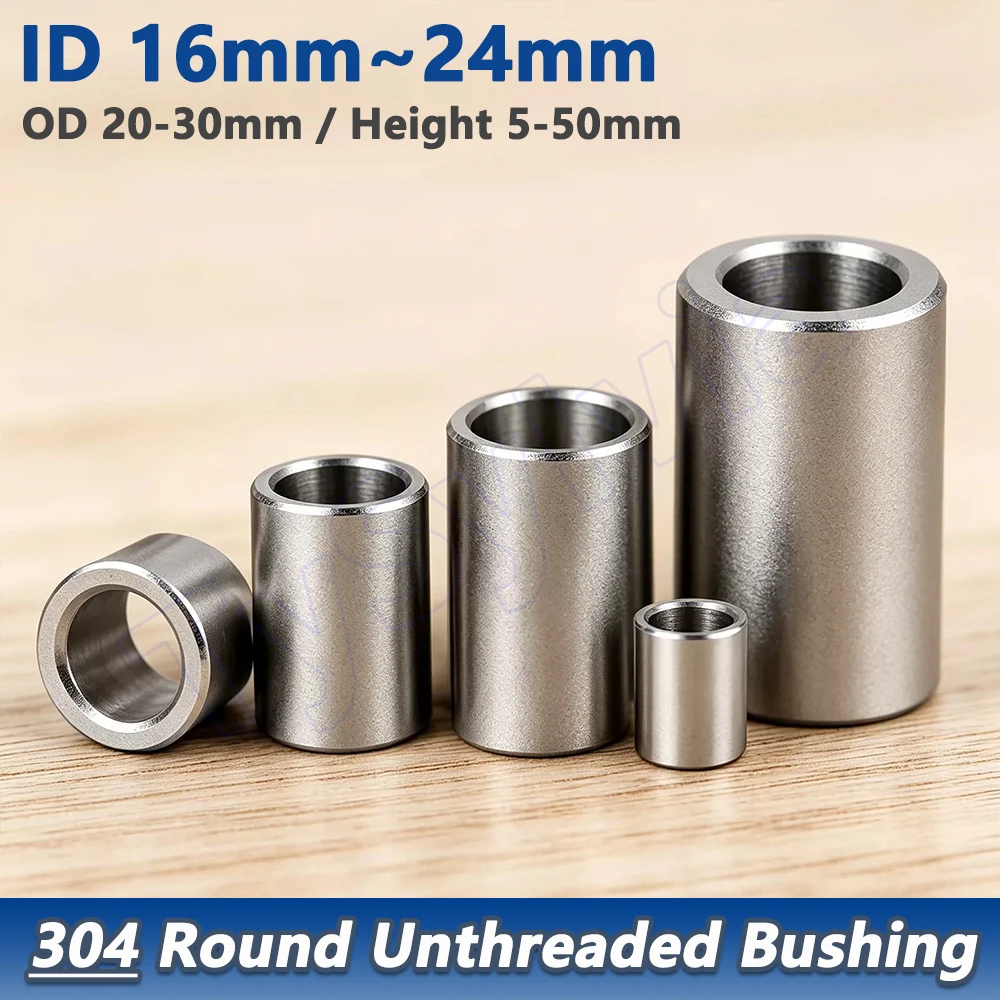 M16-M24 304 Stainless Steel Unthreaded Spacer Standoff OD 20-30mm Round Hollow Bushing Sleeve Washer Gasket