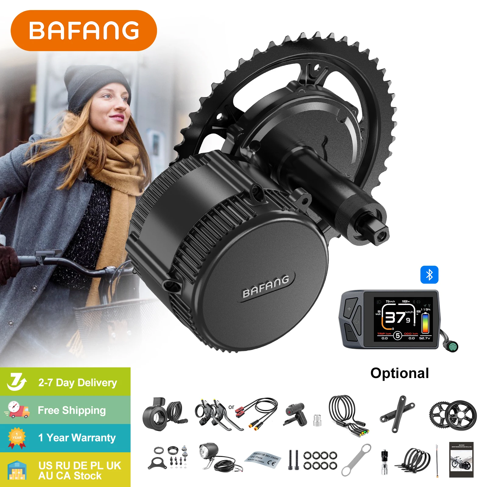 

BAFANG Mid Drive Motor BBS02B 48V 500W Ebike Electric Bicycle Conversion kit For BB 68-73mm Bike 8fun BBS02 Electric Bike Kits