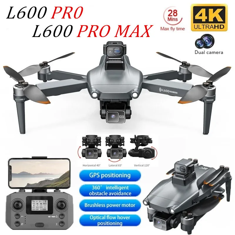 

Дрон L600 PRO/L600 PRO MAX GPS с профессиональной HD-камерой 4K, 3-осевым стабилизатором, 5G FPV, бесщеточный, с опциональной функцией обхода препятствий, квадрокоптер